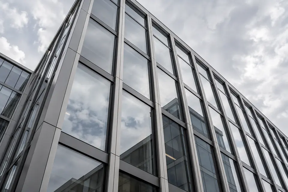 Illustrative aluminium curtain wall facade