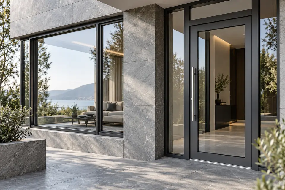 Illustrative aluminium-framed windows and doors
