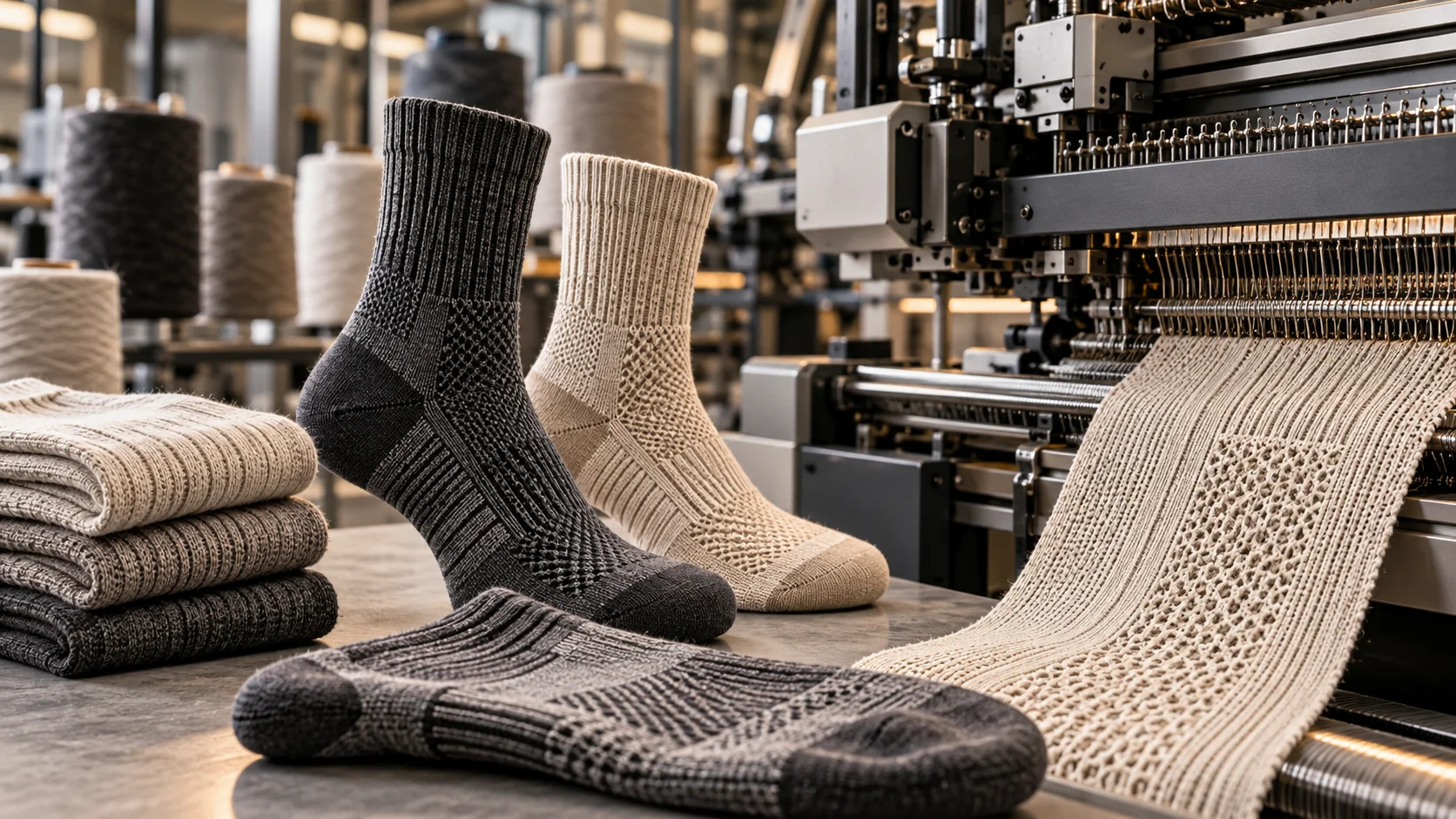 Conceptual image of technical knitwear production