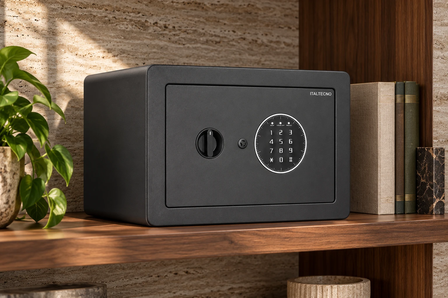 Residential safe showcase based on the Italtecno EG-4035 sandy grey safe